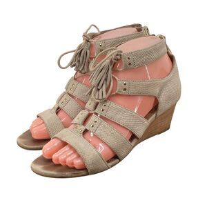 UGG Women's Size 6.5 Yasmin Snake Gladiator Wedge Sandal Horchata Leather
